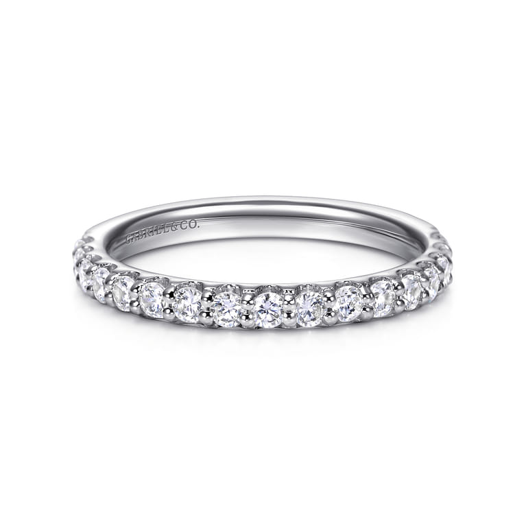 Straight Wedding Ring in 14k White Gold with Round Natural Diamond at Gabriel & Co. - Shot 1