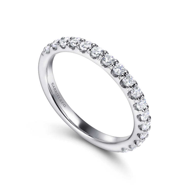 Straight Wedding Ring in 14k White Gold with Round Natural Diamond at Gabriel & Co. - Shot 3