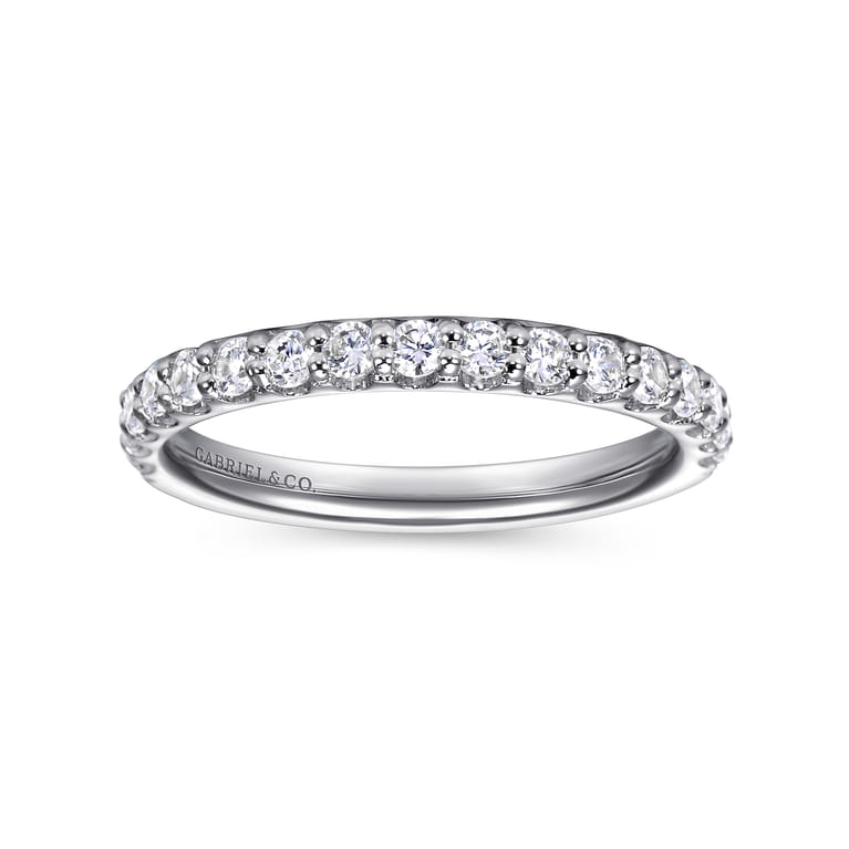 Straight Wedding Ring in 14k White Gold with Round Natural Diamond at Gabriel & Co. - Shot 4
