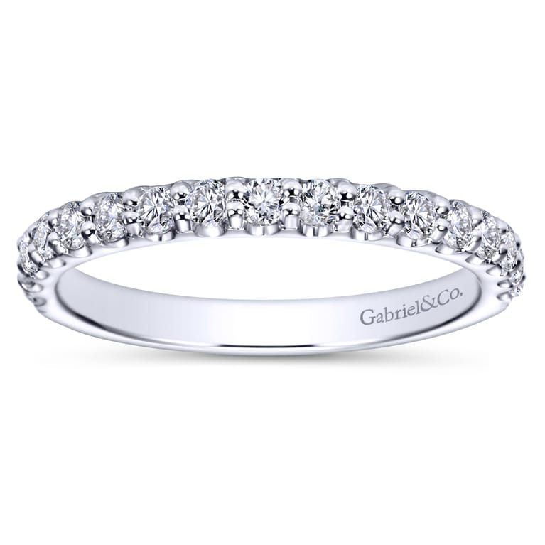 Straight Wedding Ring in 14k White Gold with Round Natural Diamond at Gabriel & Co. - Shot 5