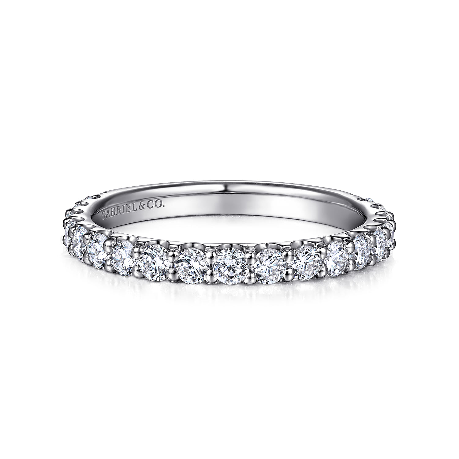 Straight Wedding Ring in 14k White Gold with Round Natural Diamond at Gabriel & Co. - Shot 1