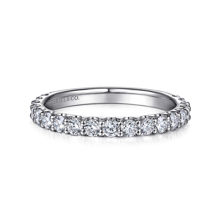 Straight Wedding Ring in 14k White Gold with Round Natural Diamond at Gabriel & Co. - Shot 1