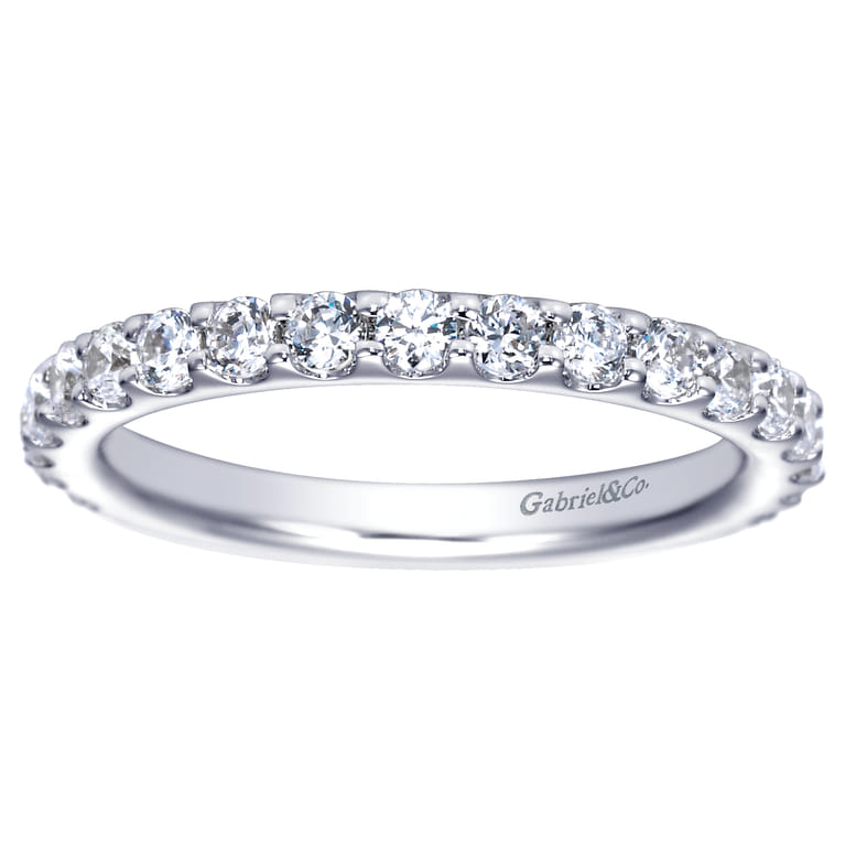 Straight Wedding Ring in 14k White Gold with Round Natural Diamond at Gabriel & Co. - Shot 5