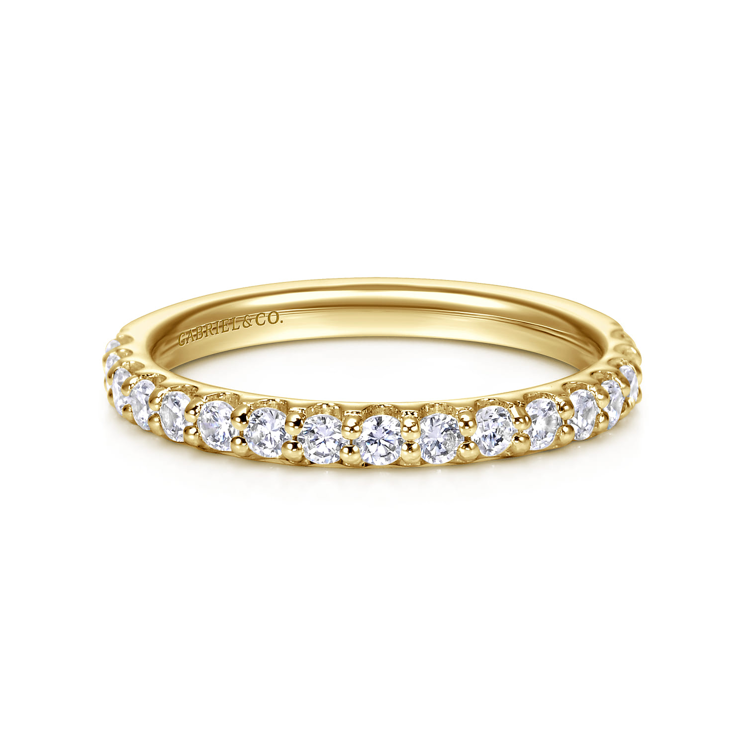Straight Wedding Ring in 14k Yellow Gold with Round Natural Diamond at Gabriel & Co. - Shot 1