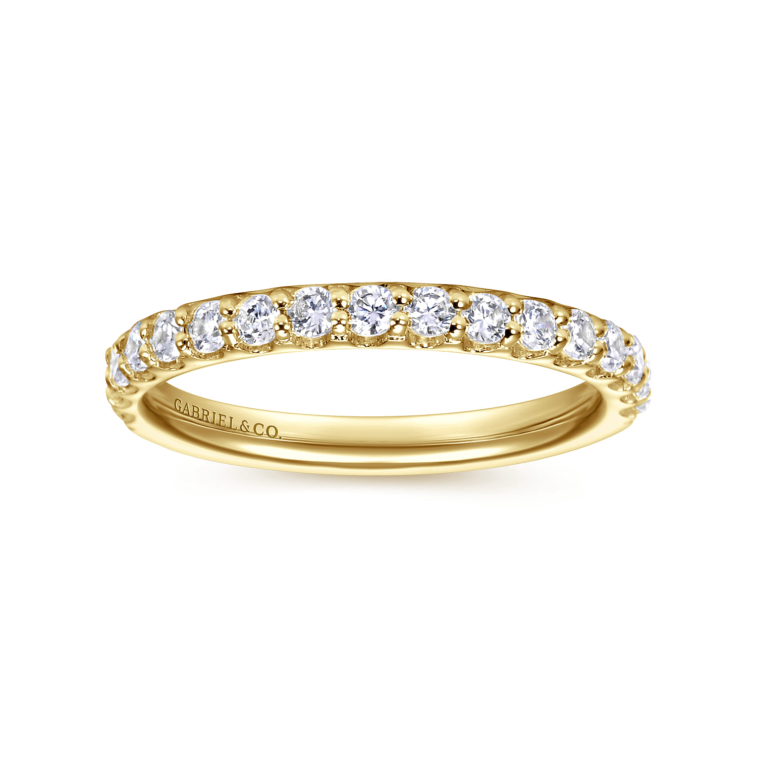 Straight Wedding Ring in 14k Yellow Gold with Round Natural Diamond at Gabriel & Co. - Shot 4