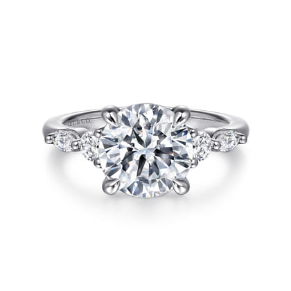 Cian - 14K White Gold Round Five Stone Diamond Engagement Ring