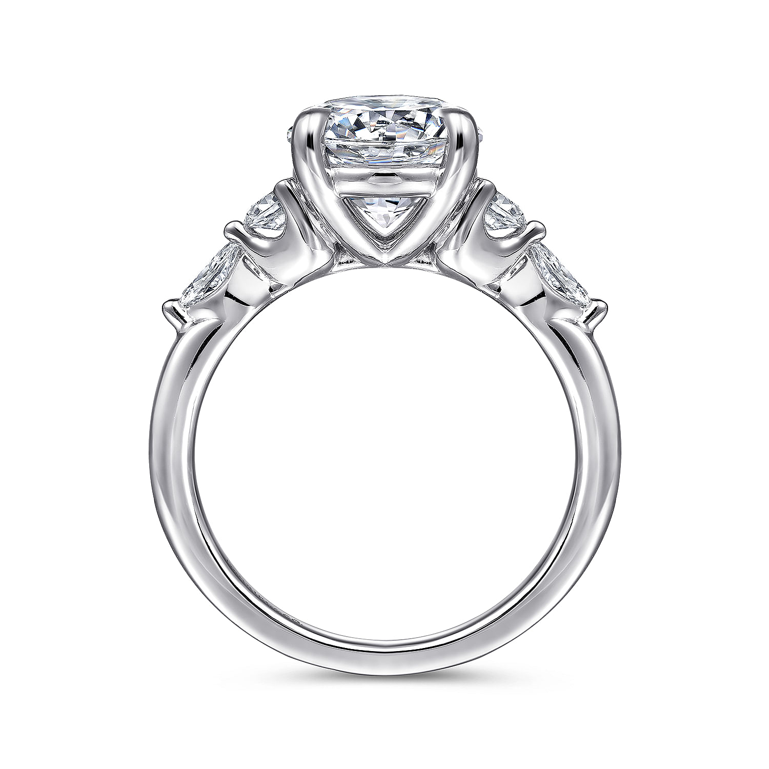 Cian - 14K White Gold Round Five Stone Diamond Engagement Ring
