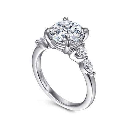 Cian - 14K White Gold Round Five Stone Diamond Engagement Ring