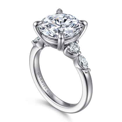 Cian - 14K White Gold Round Five Stone Diamond Engagement Ring