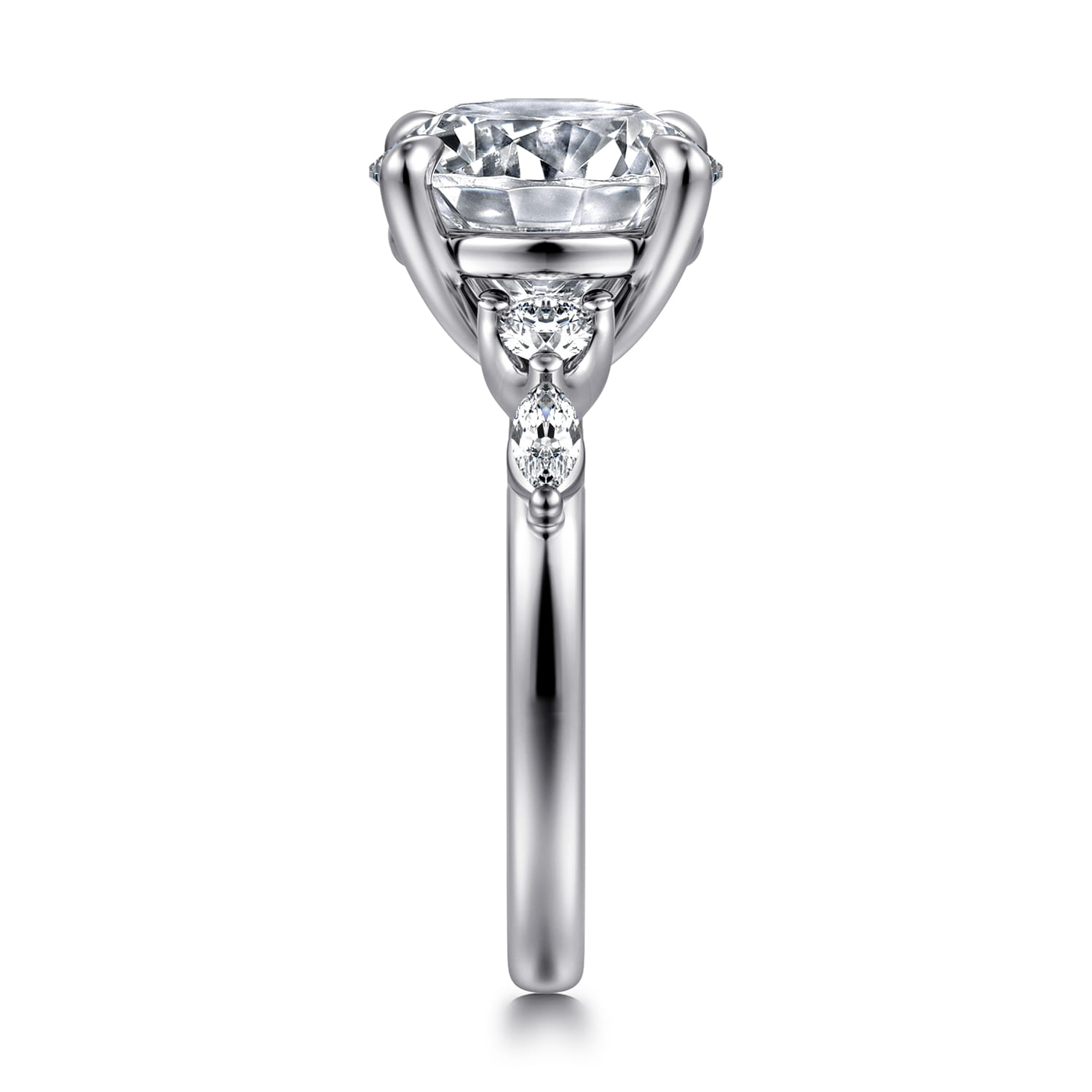 Cian - 14K White Gold Round Five Stone Diamond Engagement Ring