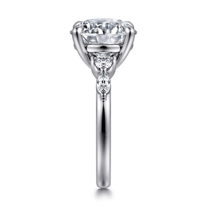 Cian - 14K White Gold Round Five Stone Diamond Engagement Ring