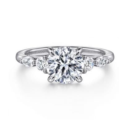 Cian - 14K White Gold Round Five Stone Diamond Engagement Ring