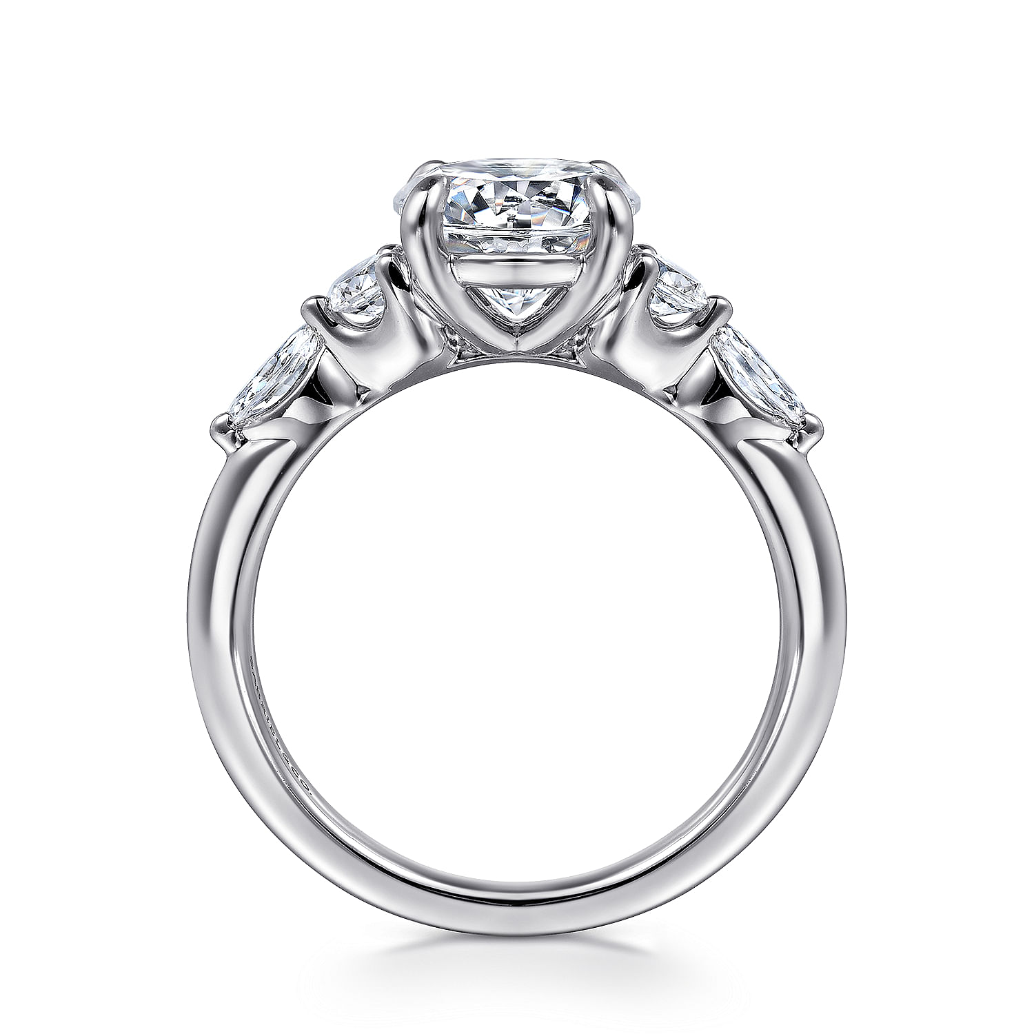 Cian - 14K White Gold Round Five Stone Diamond Engagement Ring