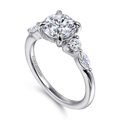 Cian - 14K White Gold Round Five Stone Diamond Engagement Ring