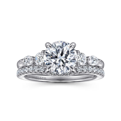 Cian - 14K White Gold Round Five Stone Diamond Engagement Ring