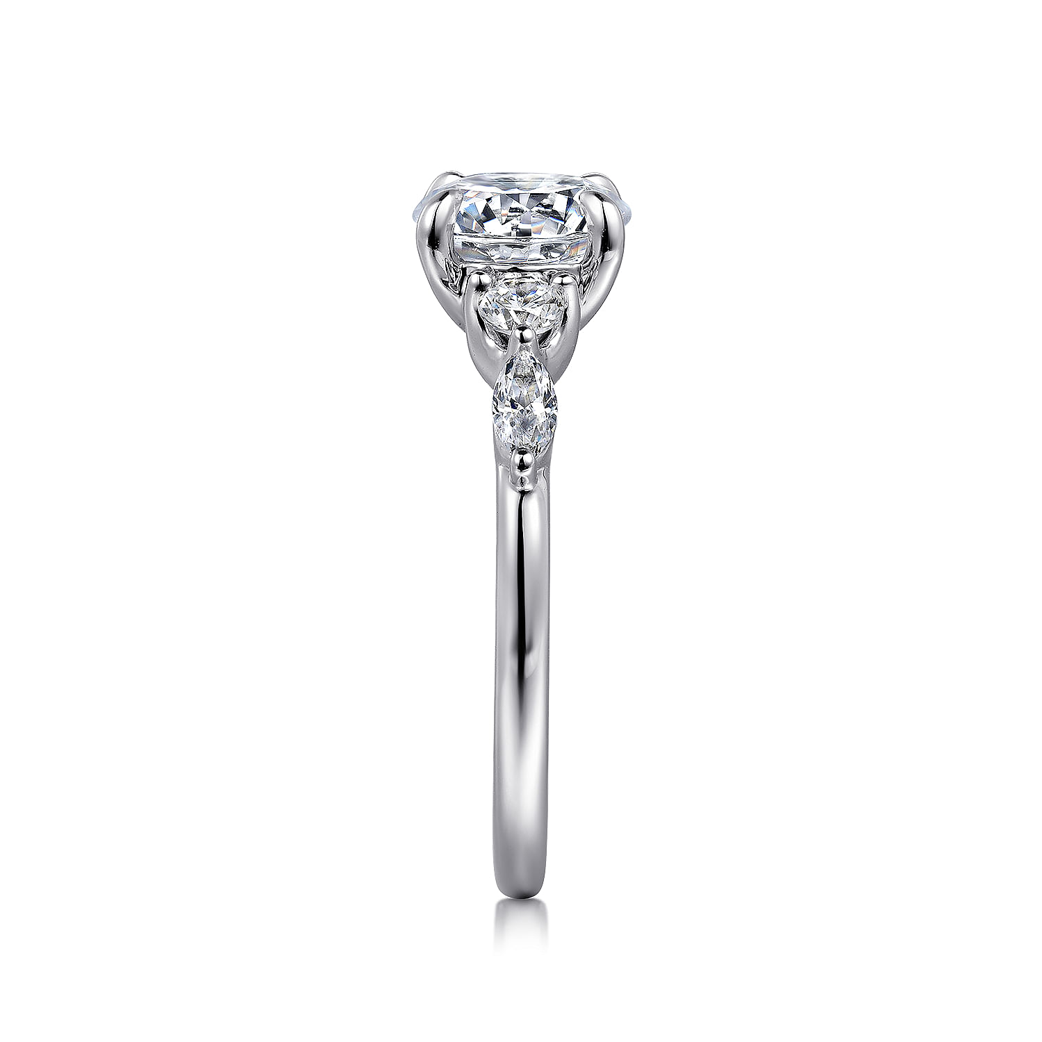Cian - 14K White Gold Round Five Stone Diamond Engagement Ring