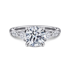 Cian - 14K White Gold Round Five Stone Diamond Engagement Ring