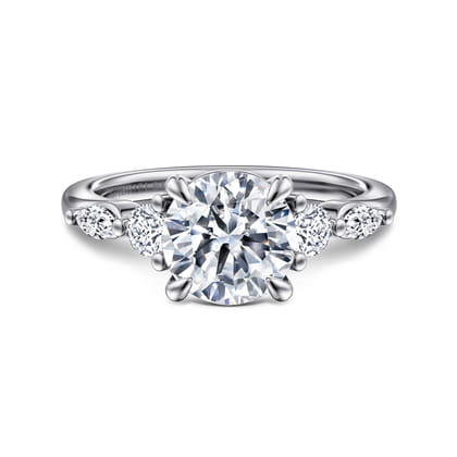 Cian - 14K White Gold Round Five Stone Diamond Engagement Ring