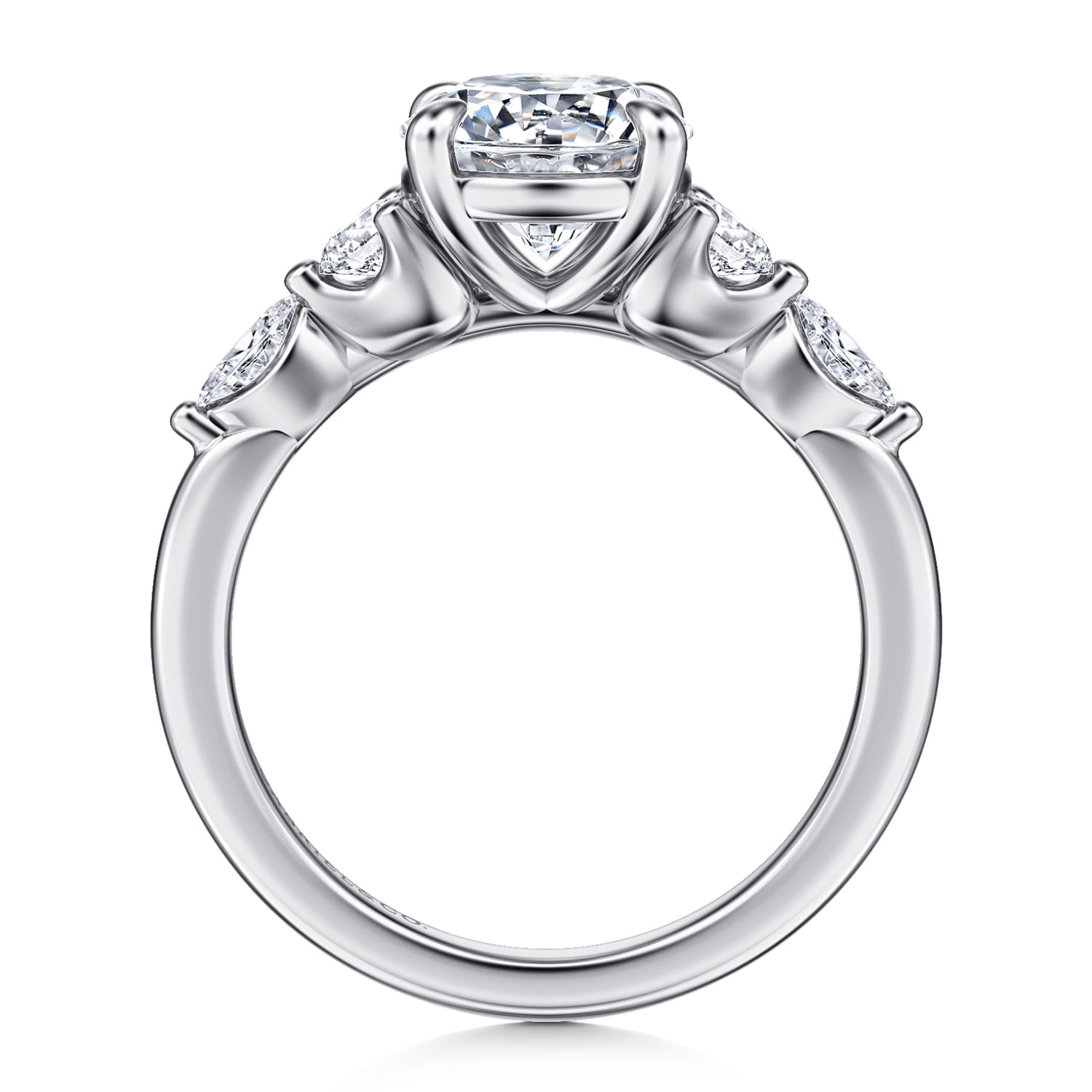 Cian - 14K White Gold Round Five Stone Diamond Engagement Ring