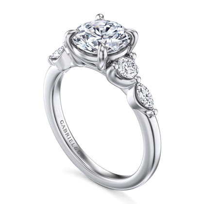 Cian - 14K White Gold Round Five Stone Diamond Engagement Ring