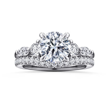 Cian - 14K White Gold Round Five Stone Diamond Engagement Ring