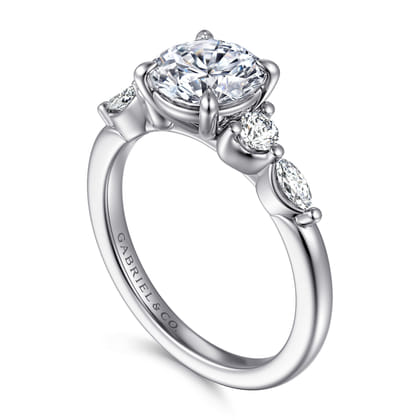 Cian - 14K White Gold Round Five Stone Diamond Engagement Ring