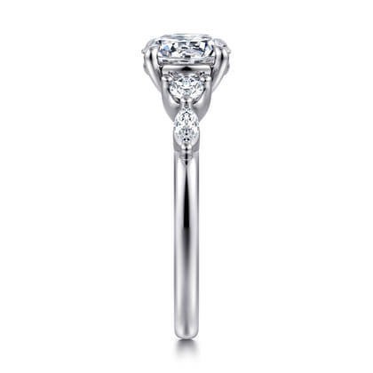 Cian - 14K White Gold Round Five Stone Diamond Engagement Ring