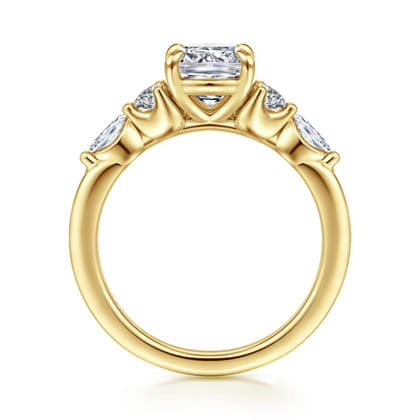 Cian - 14K Yellow Gold Cushion Cut Five Stone Diamond Engagement Ring