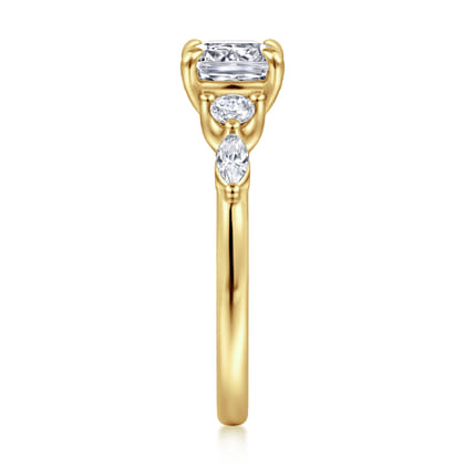 Cian - 14K Yellow Gold Cushion Cut Five Stone Diamond Engagement Ring