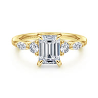 Cian - 14K Yellow Gold Emerald Cut Five Stone Diamond Engagement Ring