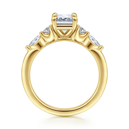 Cian - 14K Yellow Gold Emerald Cut Five Stone Diamond Engagement Ring