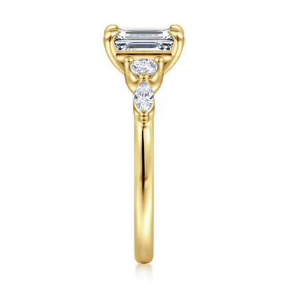 Cian - 14K Yellow Gold Emerald Cut Five Stone Diamond Engagement Ring
