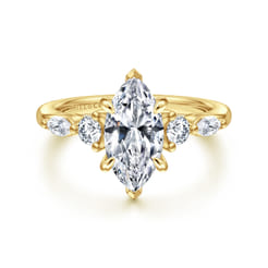 Cian - 14K Yellow Gold Marquise Shape Five Stone Diamond Engagement Ring