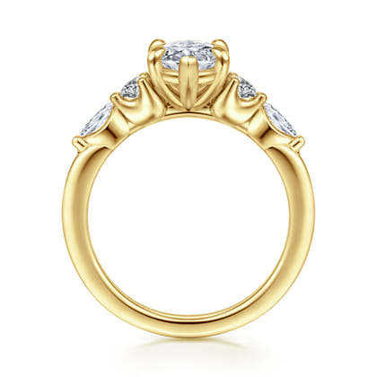Cian - 14K Yellow Gold Marquise Shape Five Stone Diamond Engagement Ring