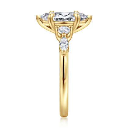 Cian - 14K Yellow Gold Marquise Shape Five Stone Diamond Engagement Ring