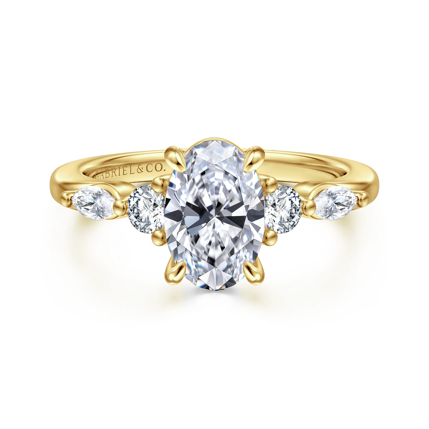 Cian - 14K Yellow Gold Oval Five Stone Diamond Engagement Ring