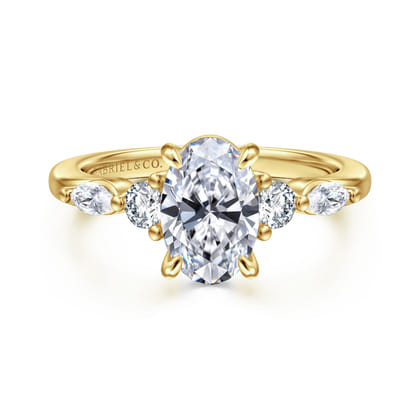 Cian - 14K Yellow Gold Oval Five Stone Diamond Engagement Ring