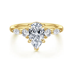 Cian - 14K Yellow Gold Pear Shape Five Stone Diamond Engagement Ring
