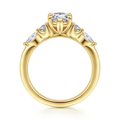 Cian - 14K Yellow Gold Pear Shape Five Stone Diamond Engagement Ring