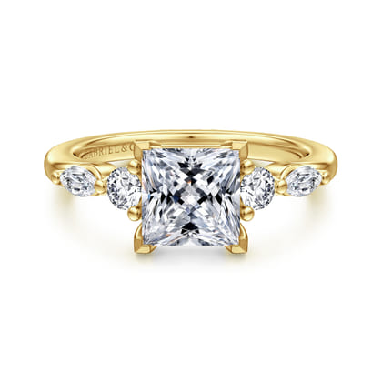 Cian - 14K Yellow Gold Princess Cut Five Stone Diamond Engagement Ring
