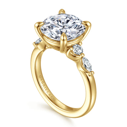 Cian - 14K Yellow Gold Round Five Stone Diamond Engagement Ring