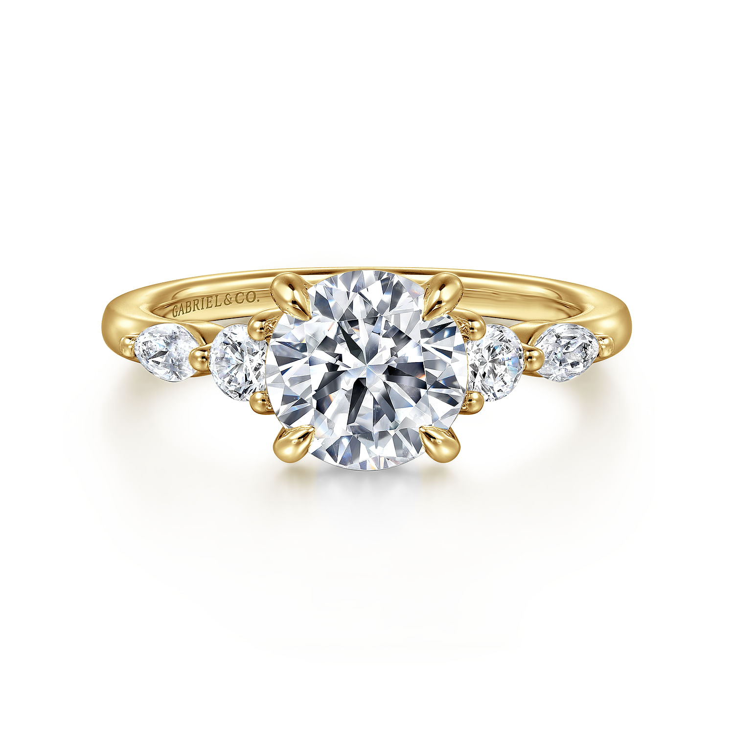 Cian - 14K Yellow Gold Round Five Stone Diamond Engagement Ring