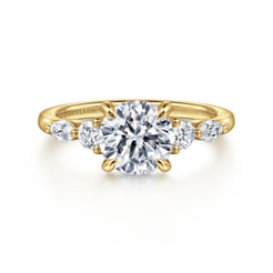 14K Yellow Gold Round Five Stone Diamond Engagement Ring
