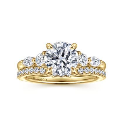 Cian - 14K Yellow Gold Round Five Stone Diamond Engagement Ring