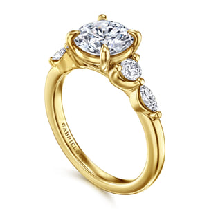 Cian - 14K Yellow Gold Round Five Stone Diamond Engagement Ring