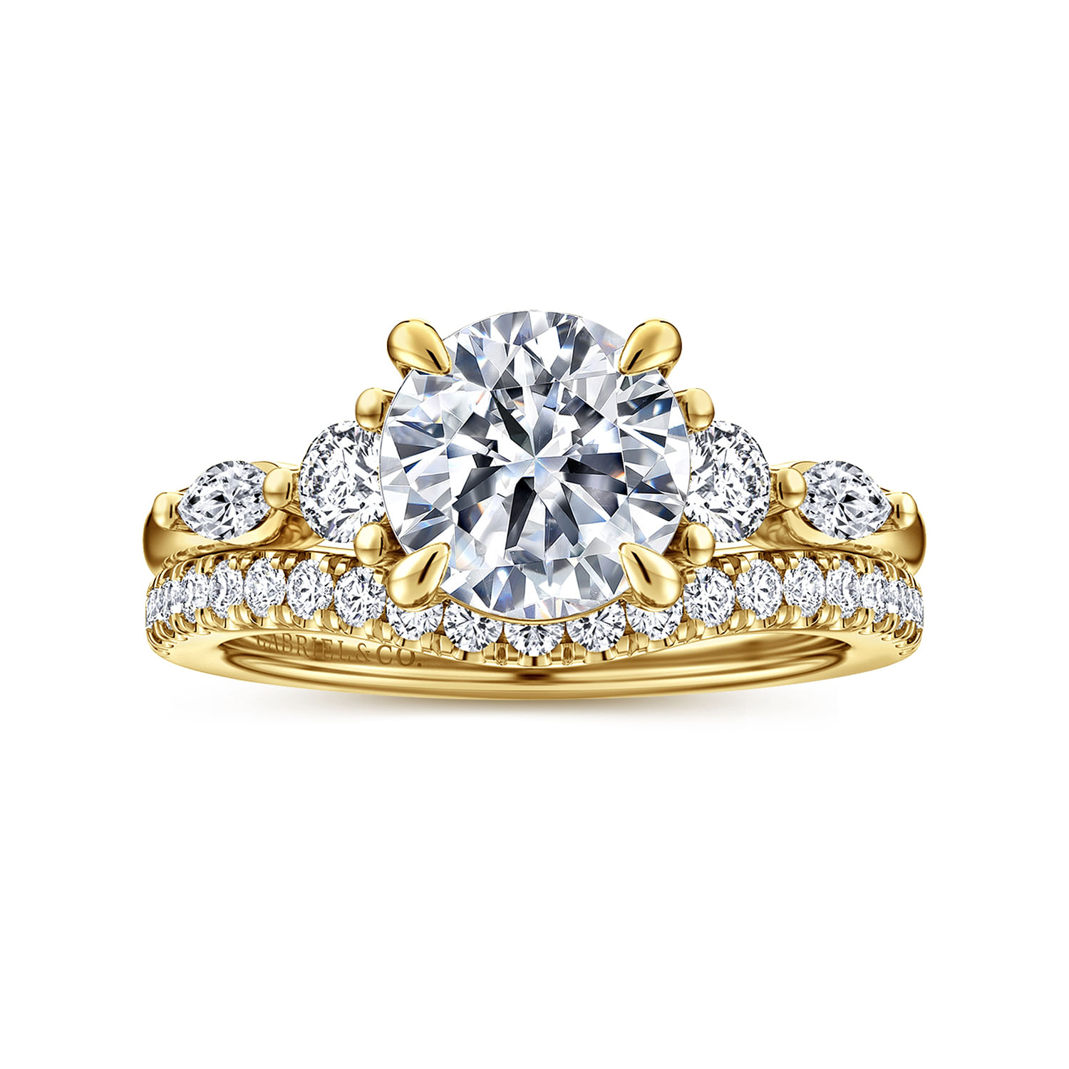 Cian - 14K Yellow Gold Round Five Stone Diamond Engagement Ring