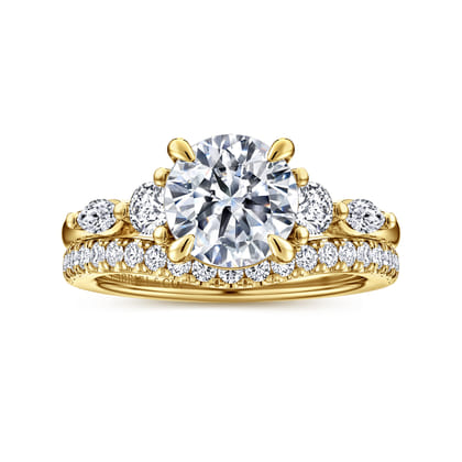 Cian - 14K Yellow Gold Round Five Stone Diamond Engagement Ring