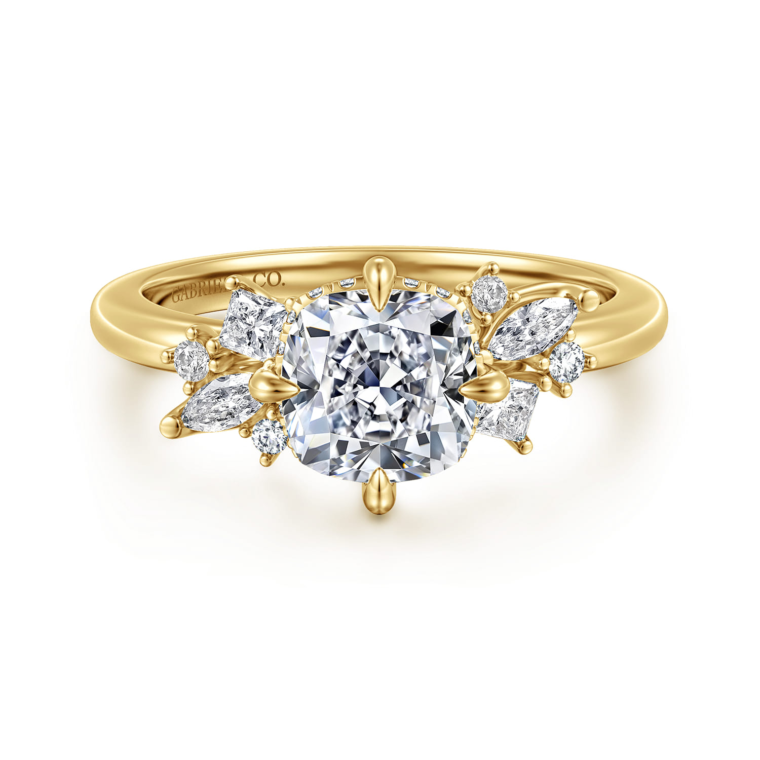 Cicely - 14K Yellow Gold Cushion Cut Diamond Engagement Ring