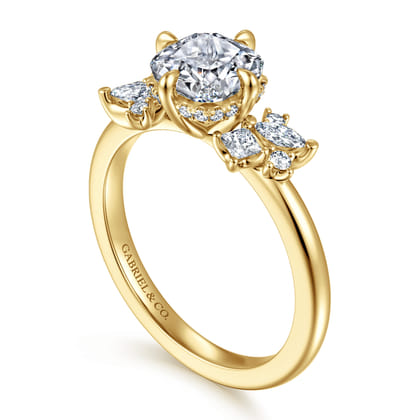 Cicely - 14K Yellow Gold Cushion Cut Diamond Engagement Ring