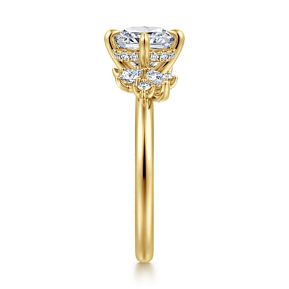 Cicely - 14K Yellow Gold Cushion Cut Diamond Engagement Ring